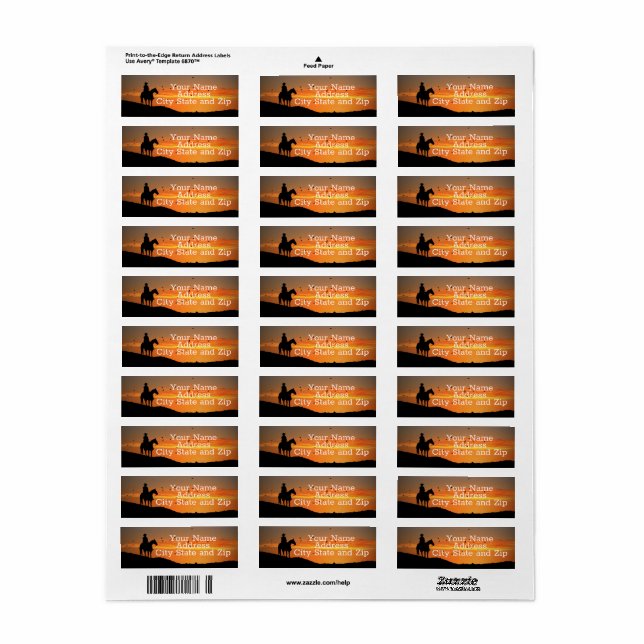 Country Western Cowboy and Horse Label (Full Sheet)