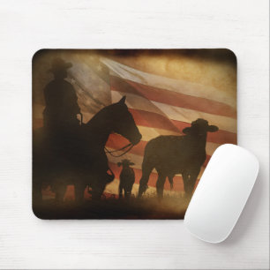 Country Western Cowboy and Horse Mouse Mat