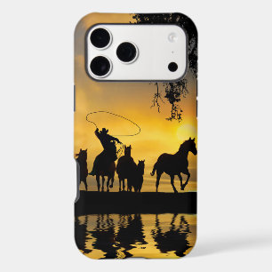 Country Western Cowboy and Wild Horses