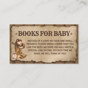 Country Western Cowboy Baby Shower Books for Baby Enclosure Card