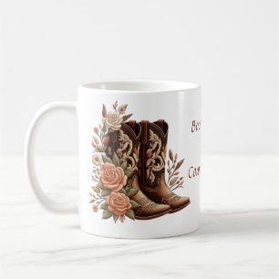Country Western Cowboy Boot with Flowers Coffee Mug