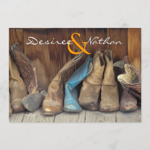 Country Western Cowboy Boots Wedding Invitation