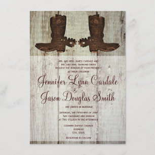Country Western Cowboy Boots Wedding Invitations