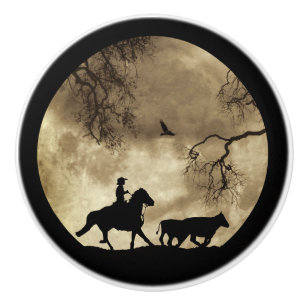 Country Western Cowboy Ceramic Knob