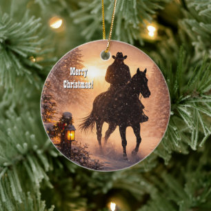 Country Western Cowboy Christmas Ceramic Tree Decoration
