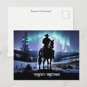 Country Western Cowboy Christmas Seasons Greetings Postcard