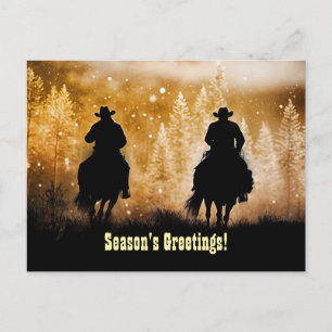 Country Western Cowboy Christmas Seasons Greetings Postcard