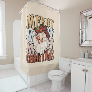 Country Western Cowboy Christmas Shower Curtain