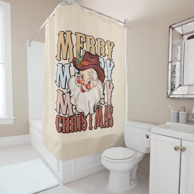 Country Western Cowboy Christmas Shower Curtain (In Situ)
