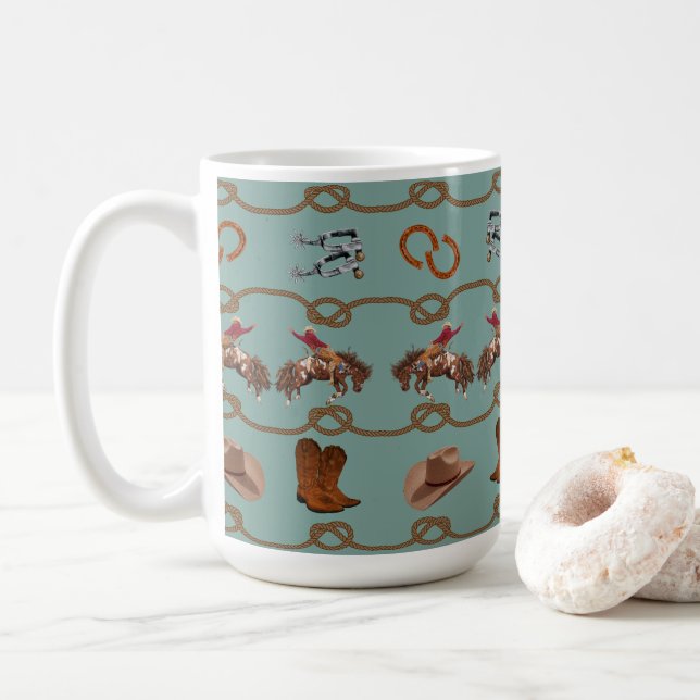 Country Western Cowboy  Coffee Mug (With Donut)
