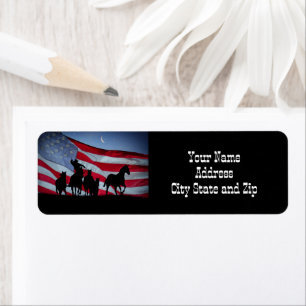 Country Western Cowboy Flag Return Address
