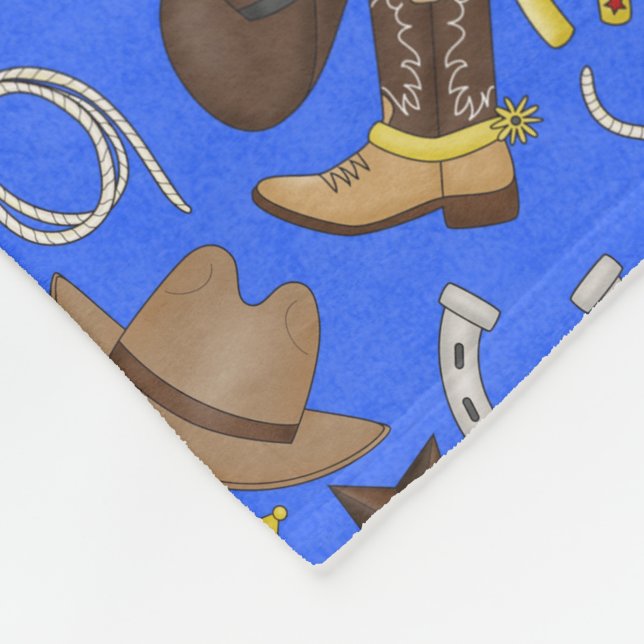 Country Western Cowboy fleece blanket (Corner)