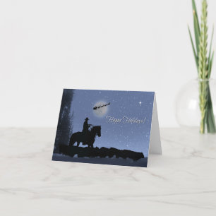 Country Western Cowboy  Happy Holidays Card