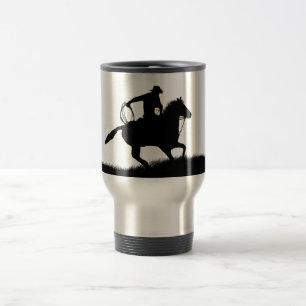 Country Western Cowboy Horse Roping  Travel Mug