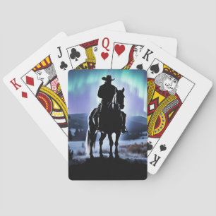 Country Western Cowboy Northern Lights Playing Cards