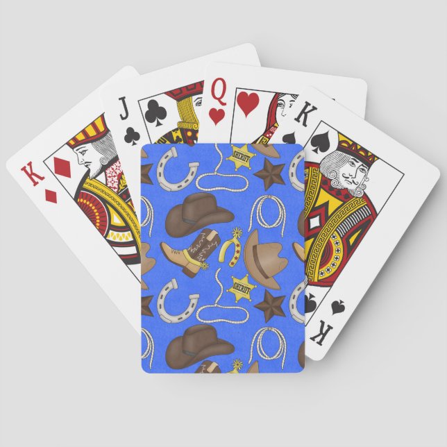 Country Western cowboy pattern playing cards (Back)