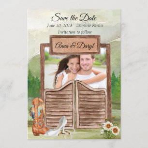Country Western Cowboy Photo Save the Date