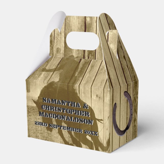 Country western  cowboy ranch themed wedding favour box (Front Side)