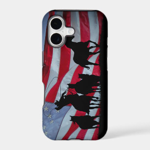 Country Western Cowboy Roping American Flag