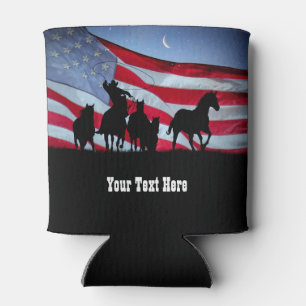 Country Western Cowboy Roping Horses Can Cooler