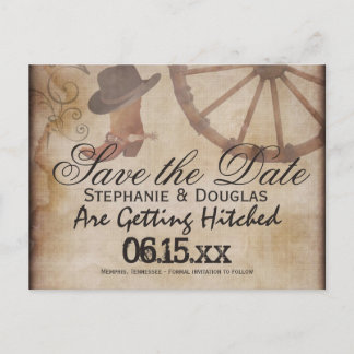 Country Western Cowboy Save the Date Postcards