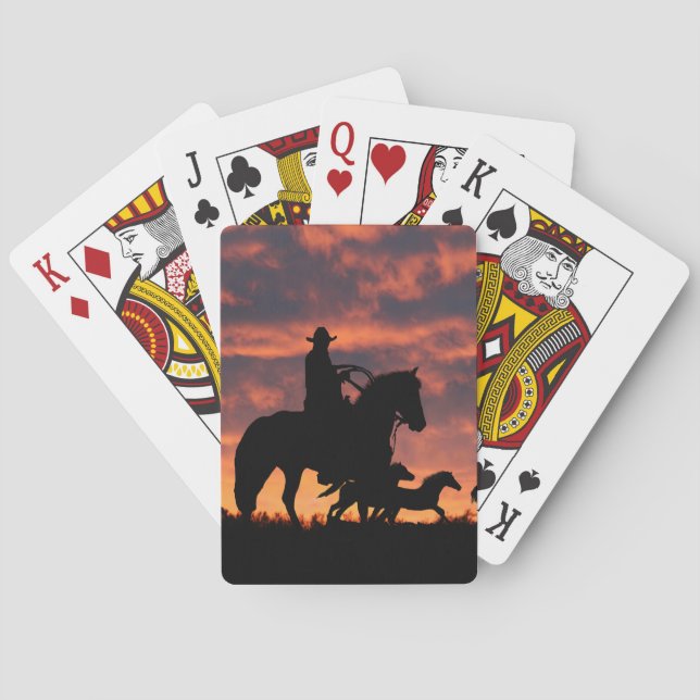 Country Western Cowboy Wild Horses Playing Cards (Back)