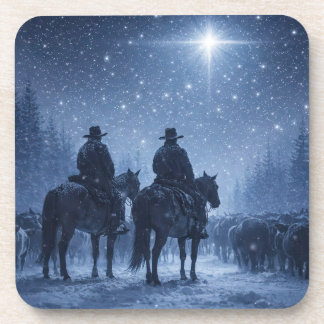 Country Western Cowboys Christmas Star Coaster