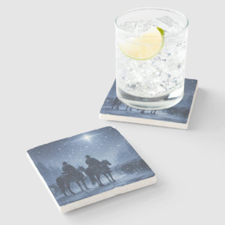 Country Western Cowboys Christmas Star Stone Coaster