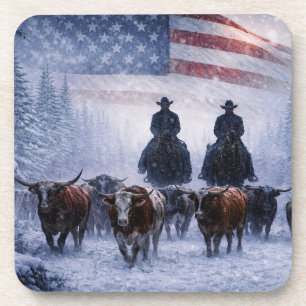 Country Western Cowboys Winter Cattle Drive Coaster