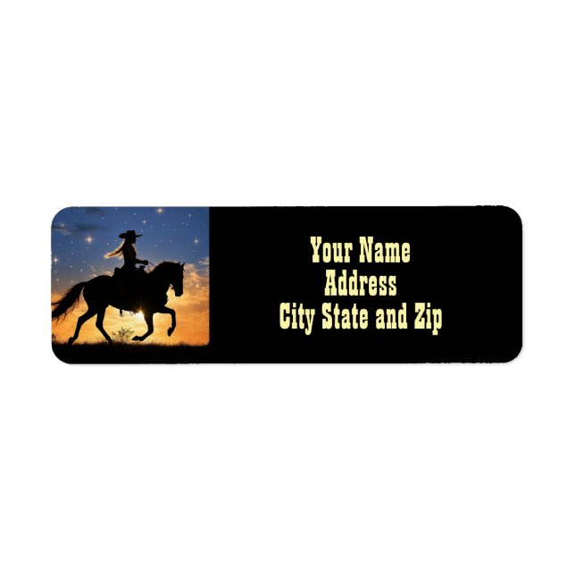 Country Western Cowgirl and Horse Label (Front)