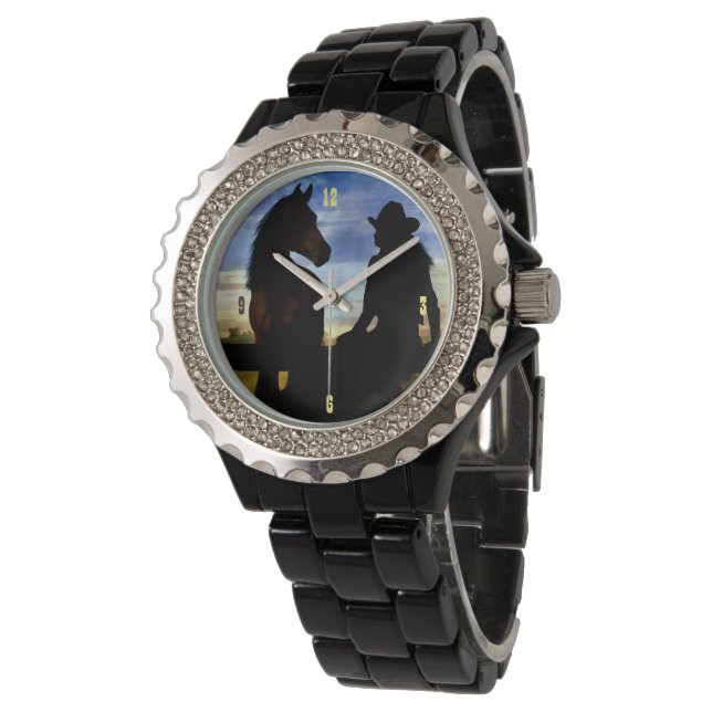 Country Western Cowgirl and Horse Pretty Watch (Angled)