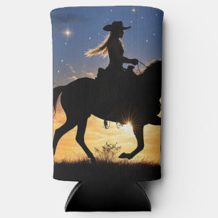 Country Western Cowgirl and Horse Seltzer Can Cooler