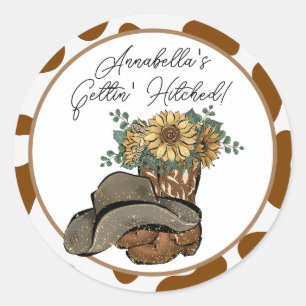 Country Western Cowgirl Bachelorette Party Classic Round Sticker