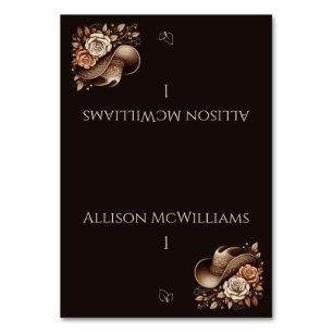 Country Western Cowgirl Hat with Flower Vegetarian Table Number