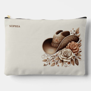 Country Western Cowgirl Hat with Flowers Accessory Pouch