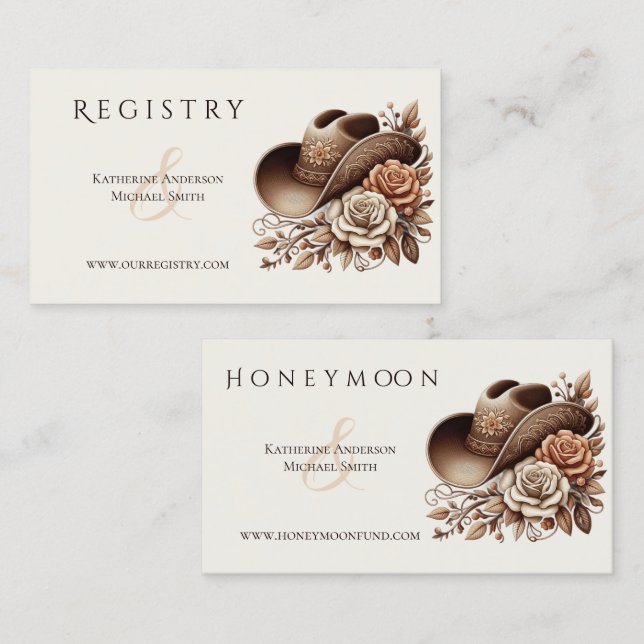 Country Western Cowgirl Hat with Flowers Business Card (Front/Back)