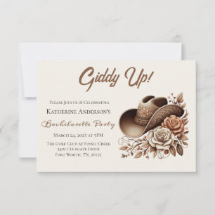 Country Western Cowgirl Hat with Flowers Invitation