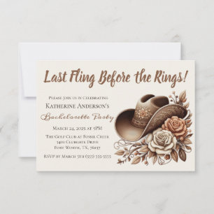Country Western Cowgirl Hat with Flowers Invitation