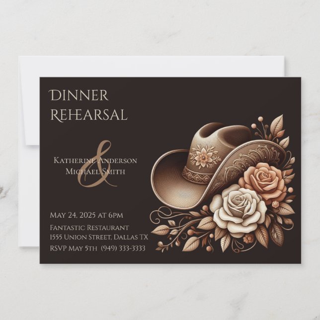 Country Western Cowgirl Hat with Flowers Invitation (Front)