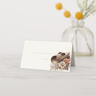Country Western Cowgirl Hat with Flowers  Place Card
