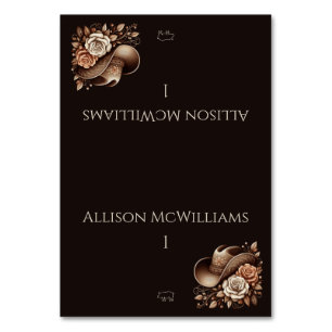 Country Western Cowgirl Hat with Flowers Pork icon Table Number