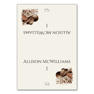Country Western Cowgirl Hat with Flowers Pork icon Table Number