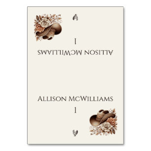 Country Western Cowgirl Hat with Flowers Poultry Table Number