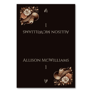 Country Western Cowgirl Hat with Flowers Poultry Table Number