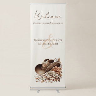 Country Western Cowgirl Hat with Flowers Retractable Banner
