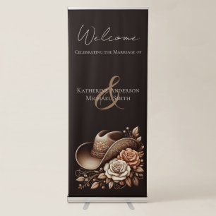 Country Western Cowgirl Hat with Flowers Retractable Banner