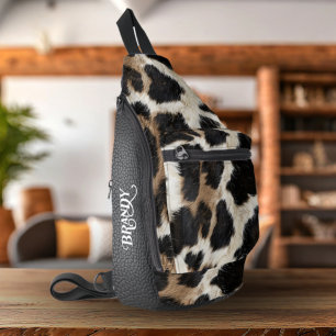 Country Western Cowhide and Leather Printed Sling Bag