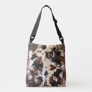 Country Western Cowhide and Leopard Animal Print Crossbody Bag