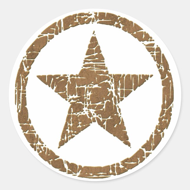 Country Western Cracked Star Badge D1 Stickers (Front)