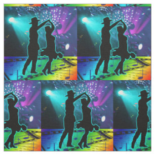 Country Western Dancer Stage Lights And Music #7 Fabric